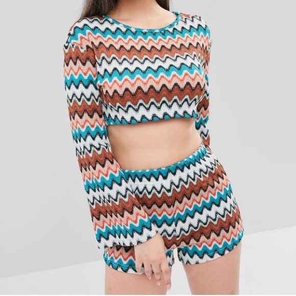 Zaful Colorful Geometric Two-Piece Set - Picture 3 of 3